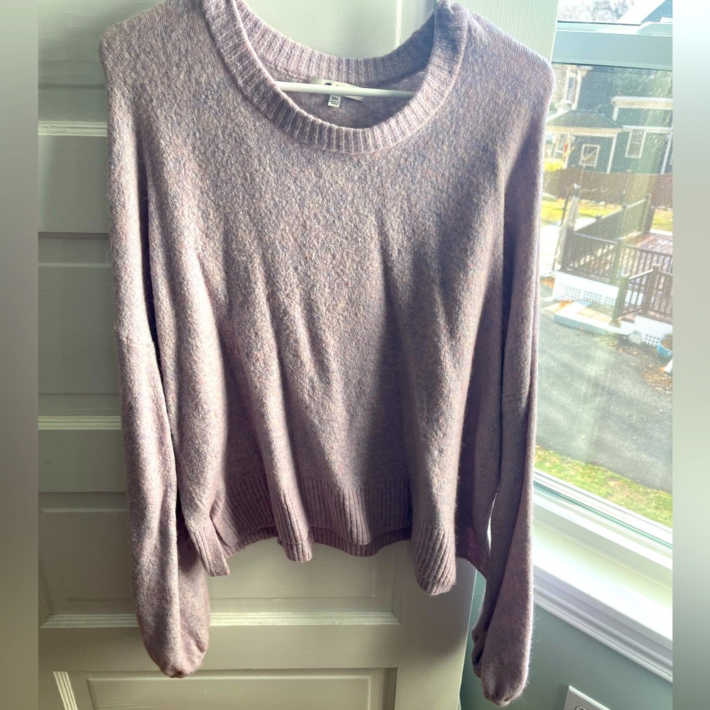 Madewell light purple flutter sleeve fuzz sweater